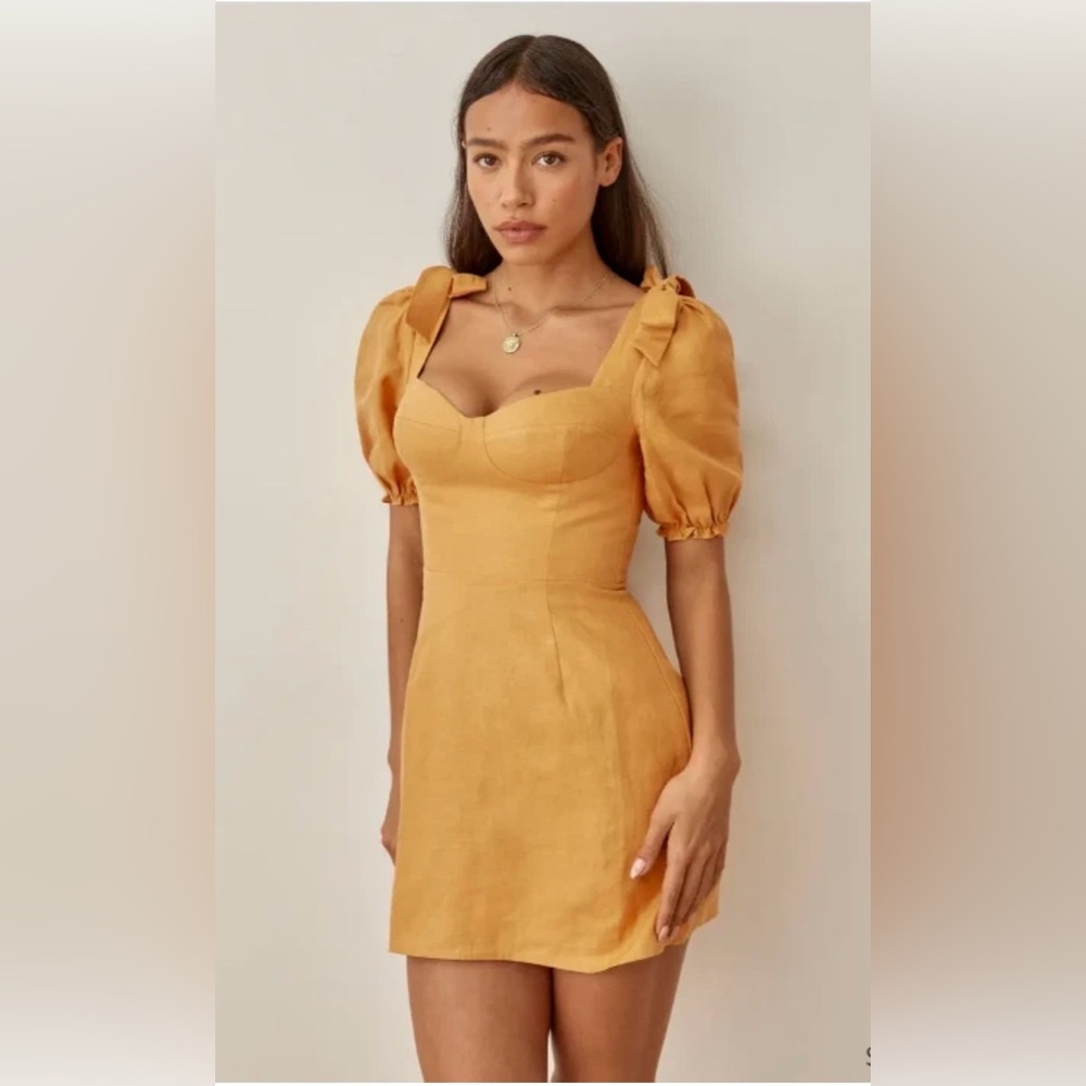 Reformation "Spring Bow" Linen Mini Dress 
Size 12